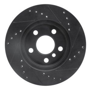 BMW i3 Brake Rotor (1) - Front Left - R1 Concepts - Drilled & Slotted - Black - `14-`21